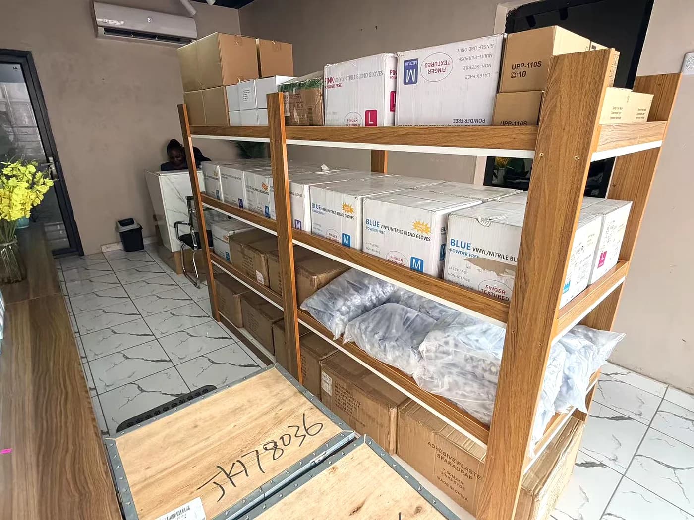 Shelves of boxed stock ready for picking and delivery